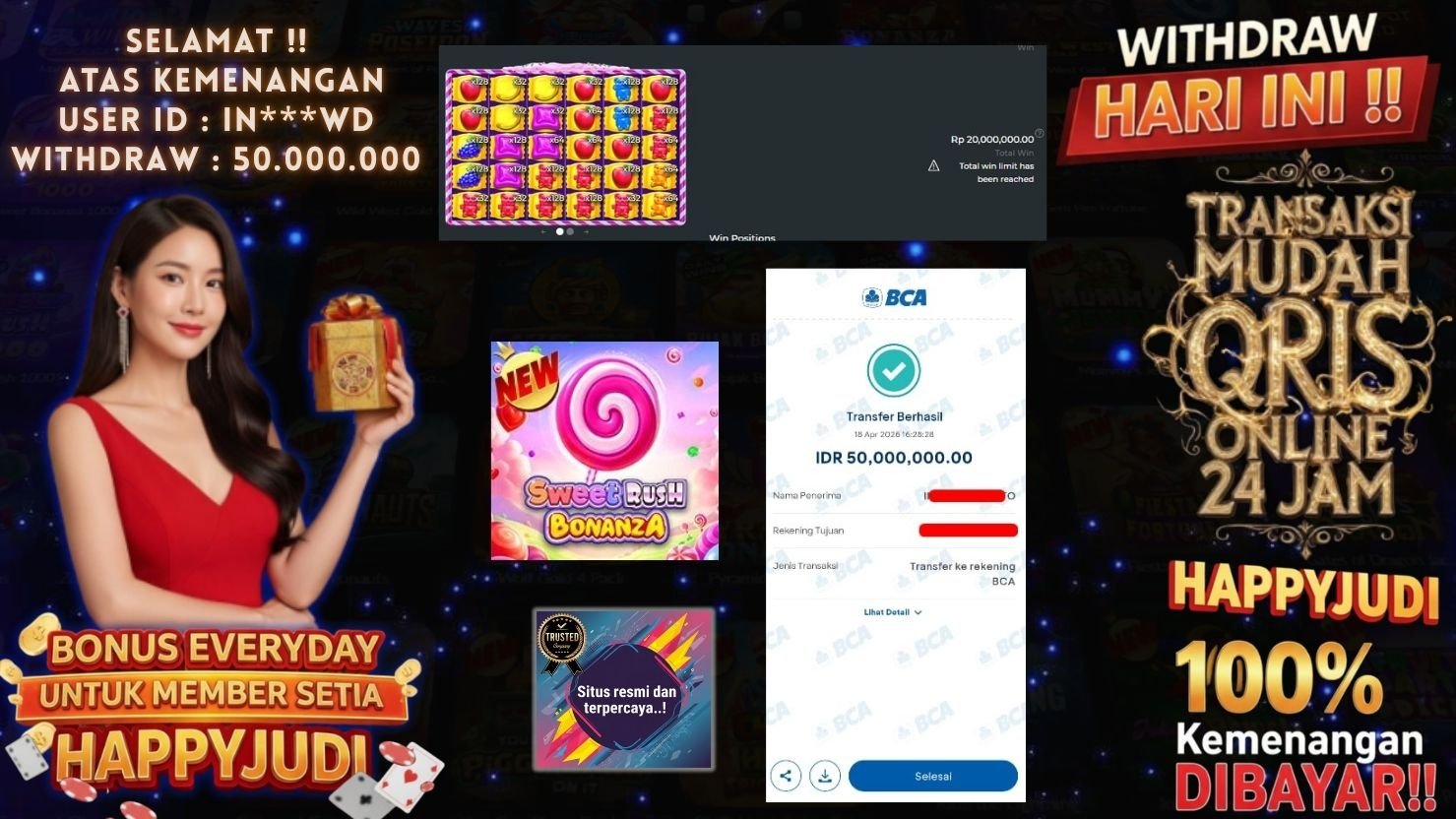 HAPPYJUDI JACKPOT SLOT SWEET RUSH BONANZA